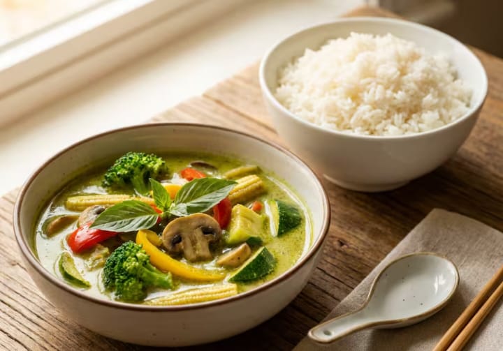 Veg Thai Green Curry with Jasmine Rice